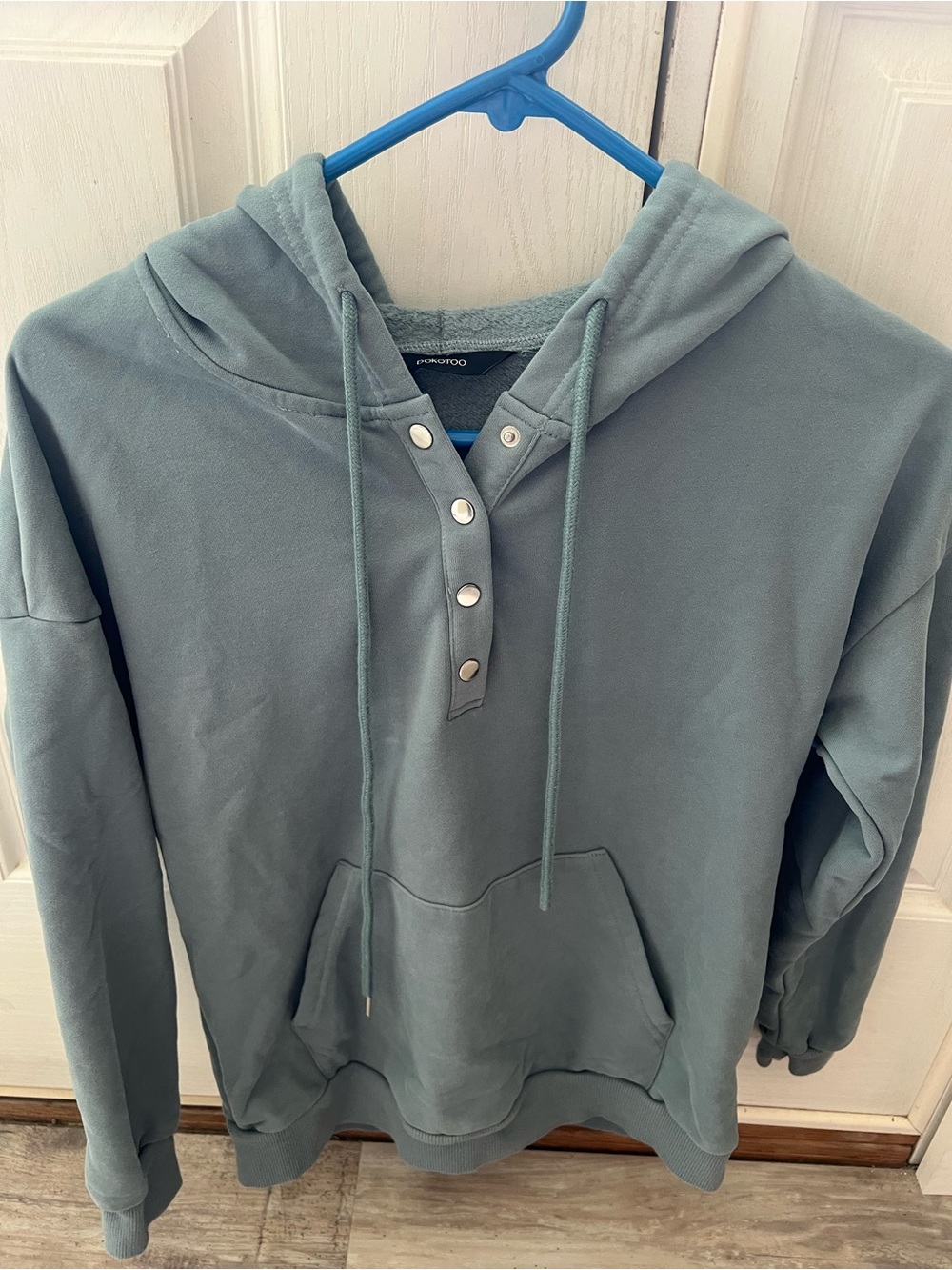 Women’s Hooded Pullover Shirt in Dusty Teal